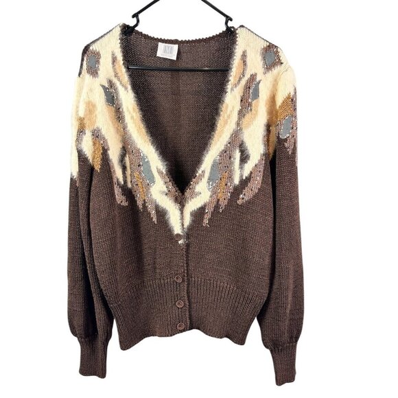 Madeleine Women's Brown Viscose Rabbit Hair Sweater - Picture 1 of 8